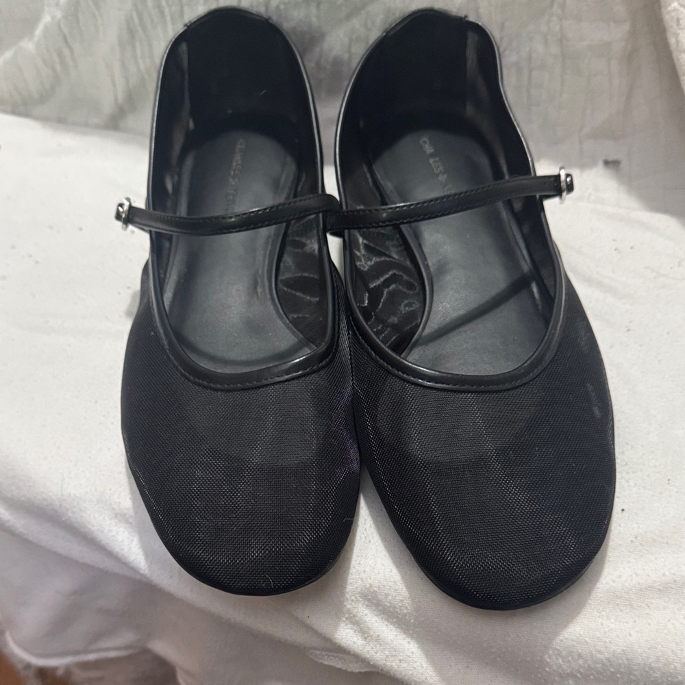 Charles & Keith Black Mary Jane Flats with Slim Strap